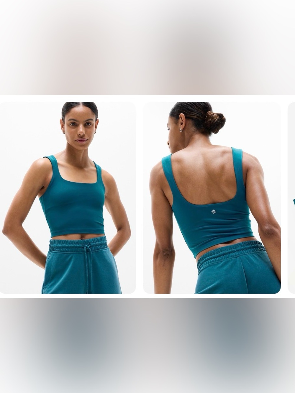 NWT Athleta Large Transcend square neck crop bra top